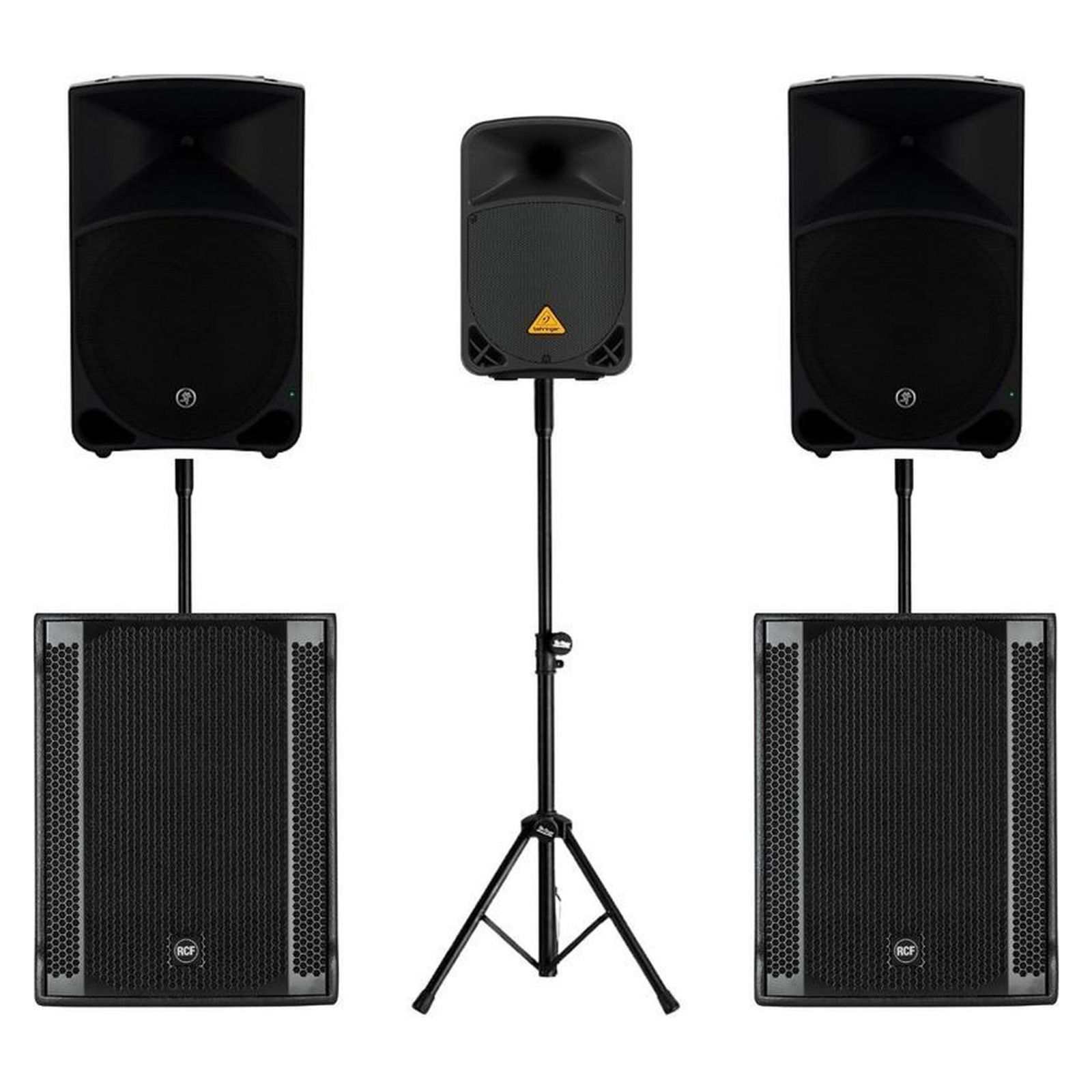 Speaker, Subwoofer & Booth Monitor Package - original product photographs on a clean white background