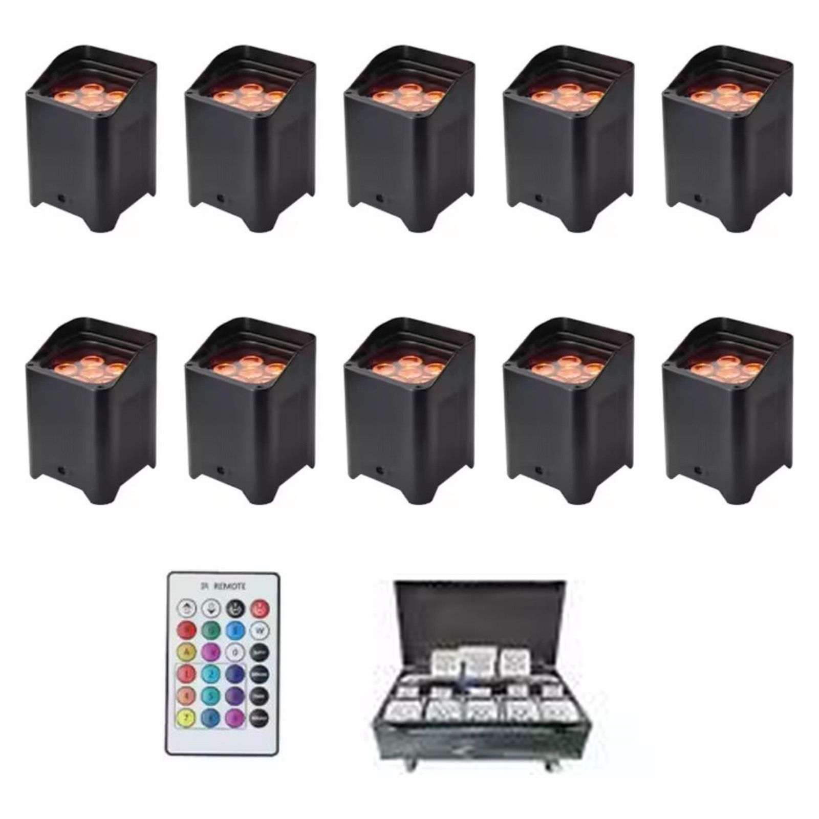 Wireless DMX LED Uplights with Charge Case (10-Pack) - original product photographs on a clean white background