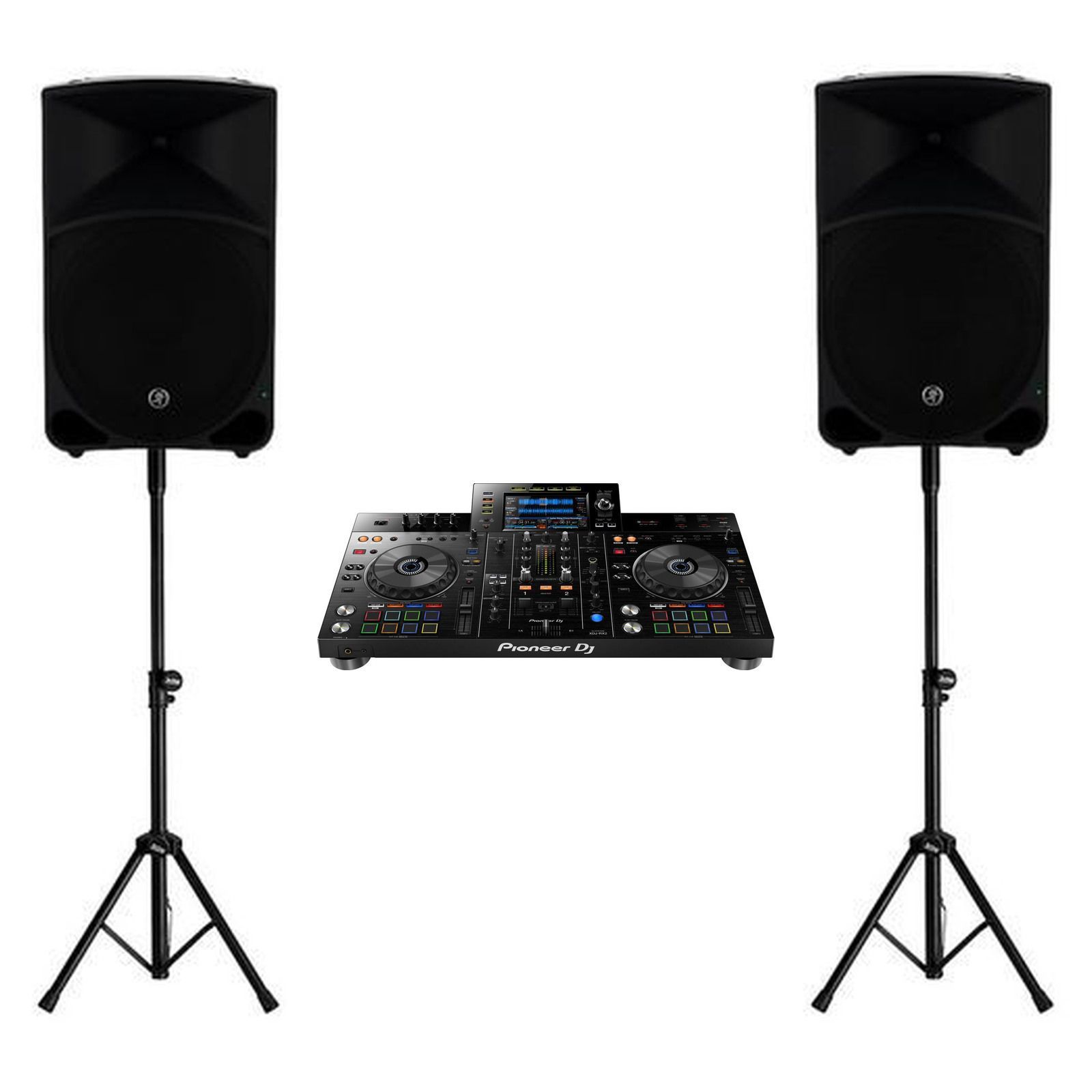 XDJ-RX2 & Speaker Package, original equipment stock-photo package layout on white