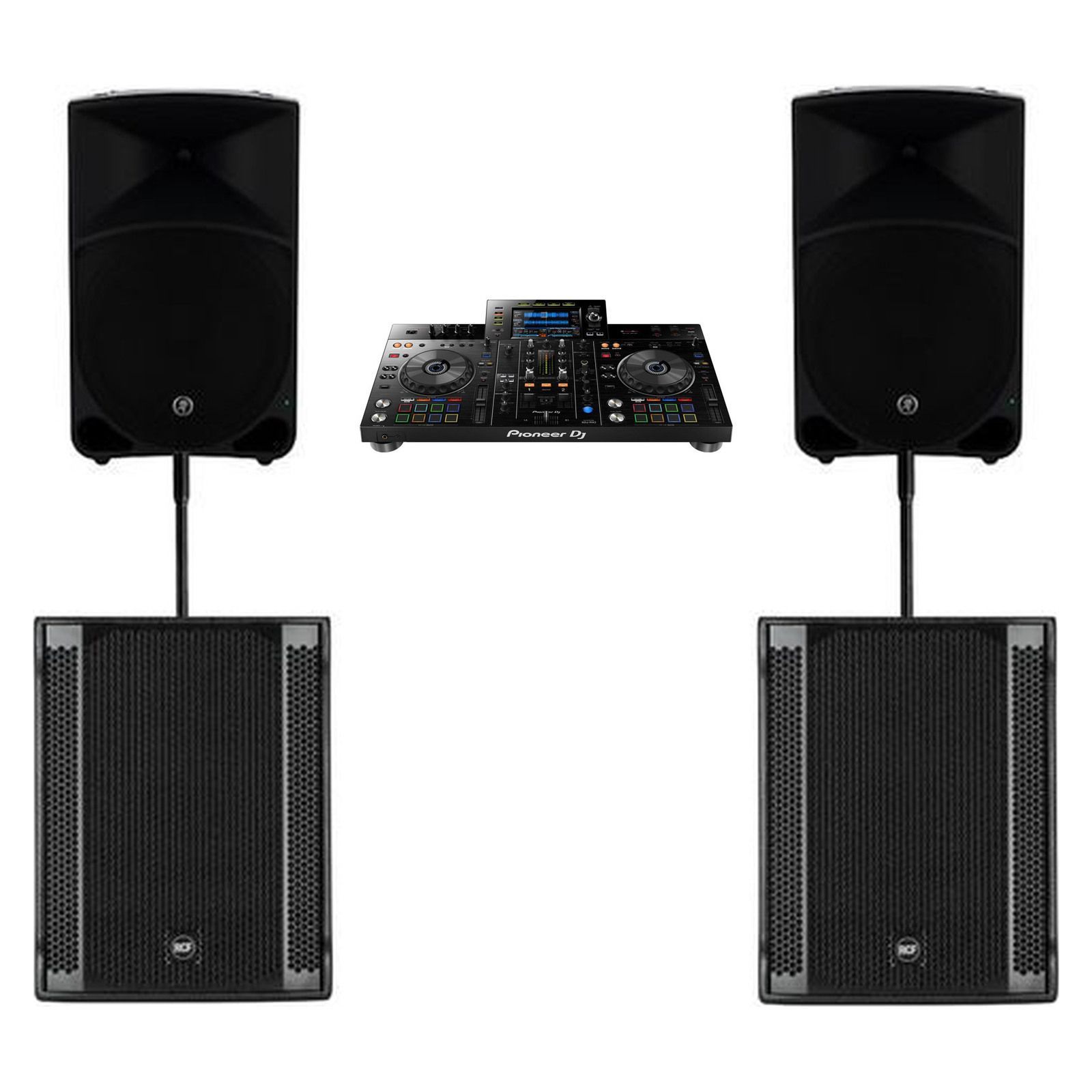 XDJ-RX2, Speakers & Subwoofers Package - original product photographs on a clean white background