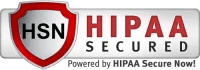 HIPAA Secured logo with red shield and text