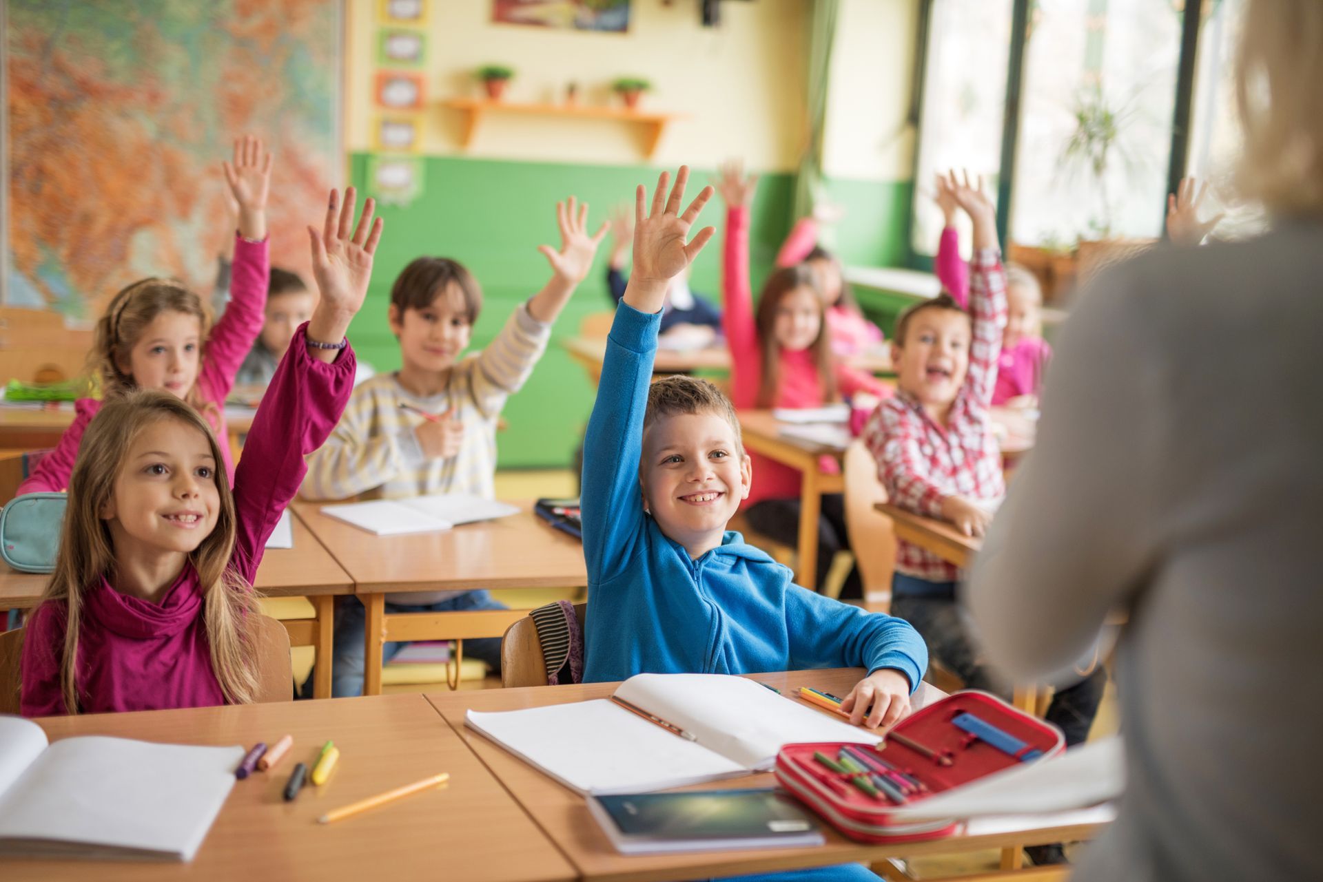 School Children Raising Hands – Mendon, NY – Mendon Child Care Center