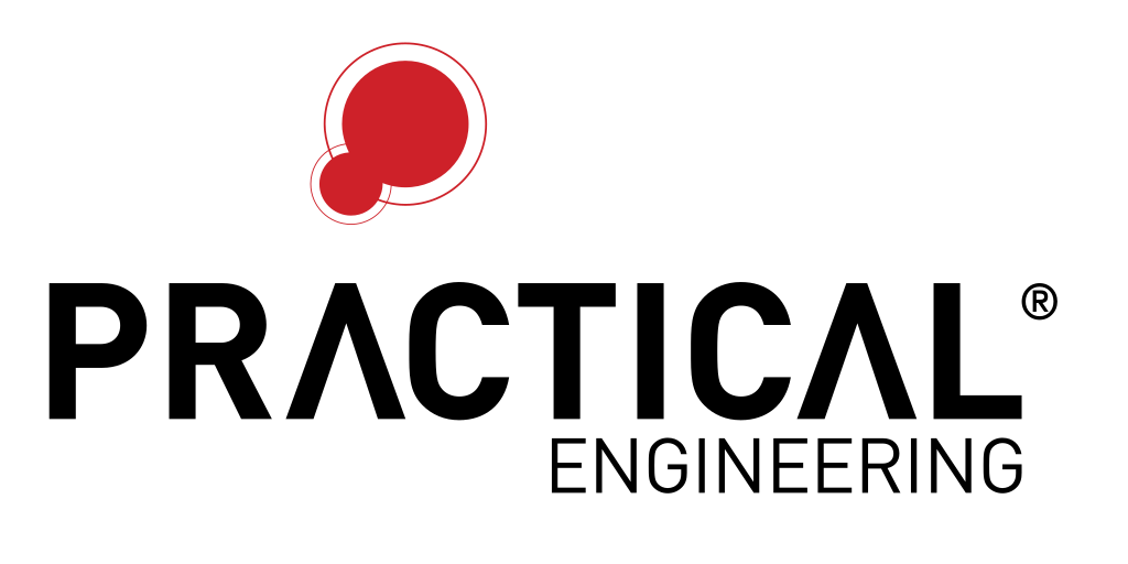 The Practical Engineering logo, featuring a red circular icon above the word