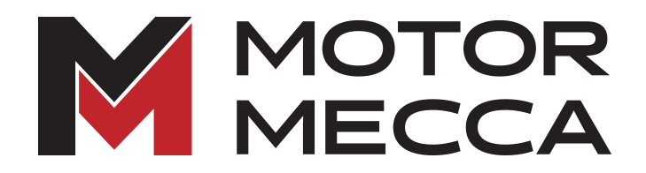 The Motor Mecca logo featuring a black and red stylized letter M next to the company name in black text.