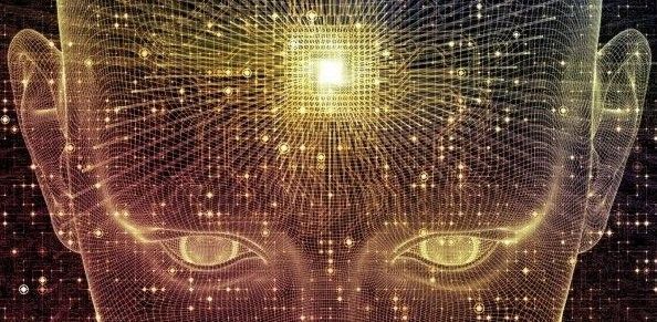 A close up of a person 's head with a light coming out of it.