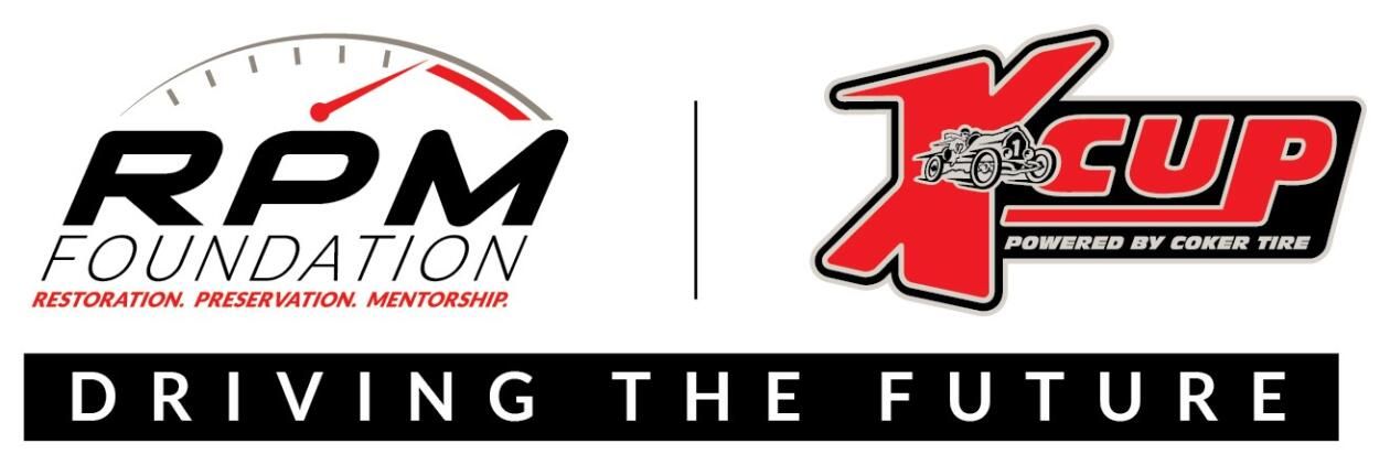 Logos for RPM Foundation and K-Cup, a racing series, with text: 