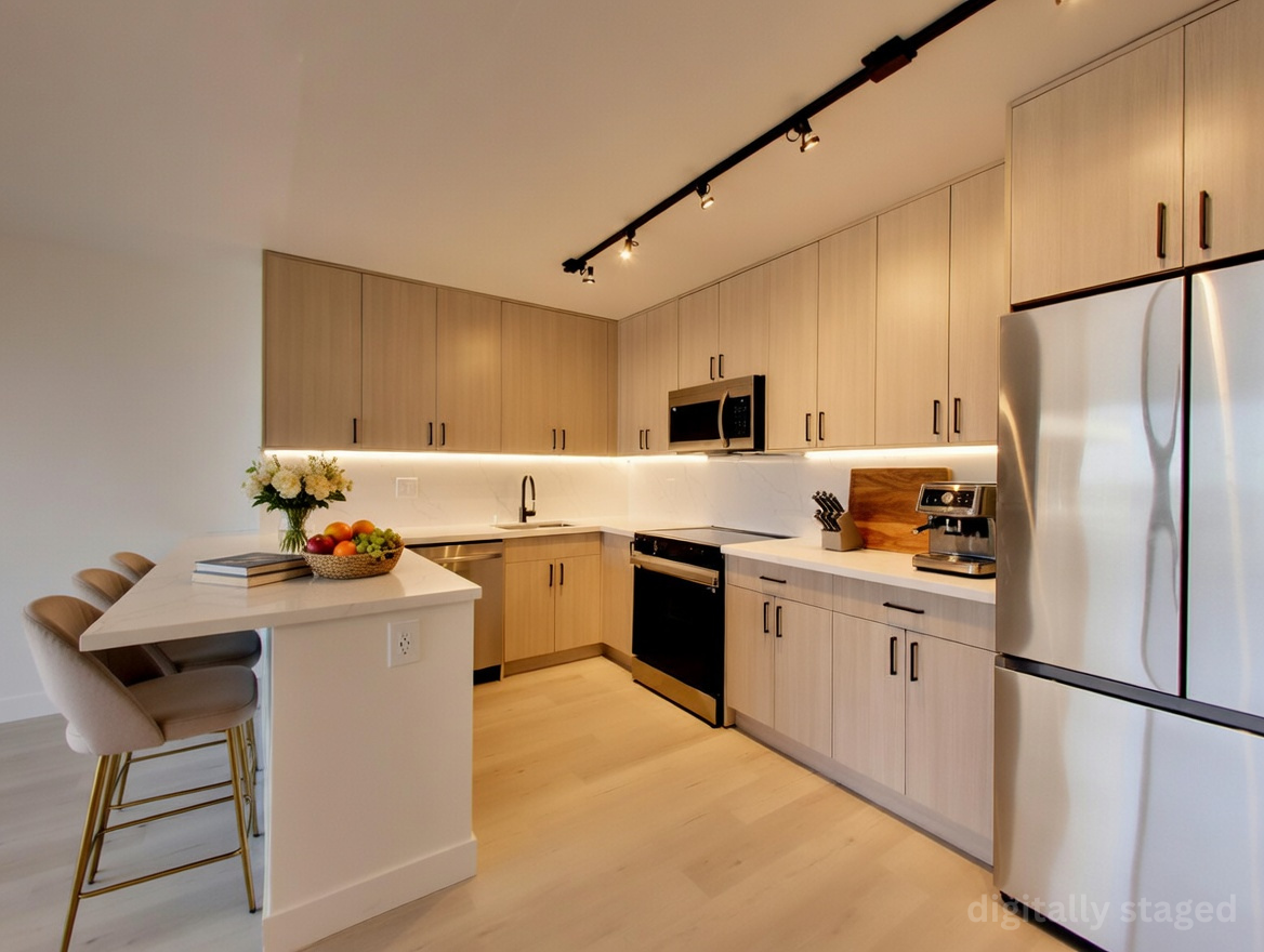 sunset towers staged kitchen