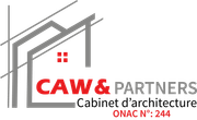 Un logo pour une entreprise appelée caw & partners cabinet d'architecture.