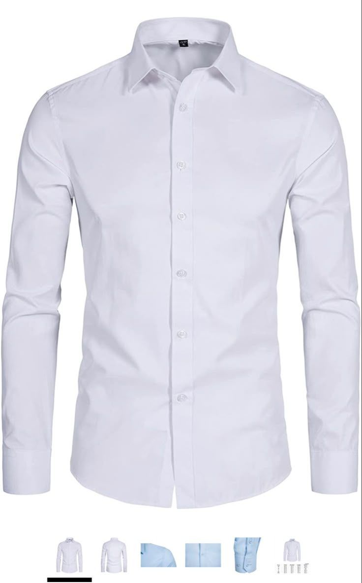 Camisa de vestir blanca de manga larga con botones.