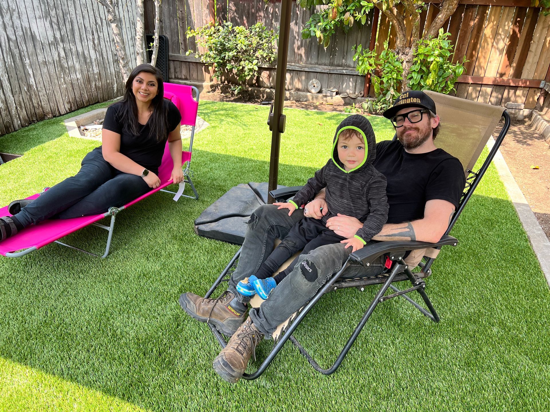 artificial grass around sitting area