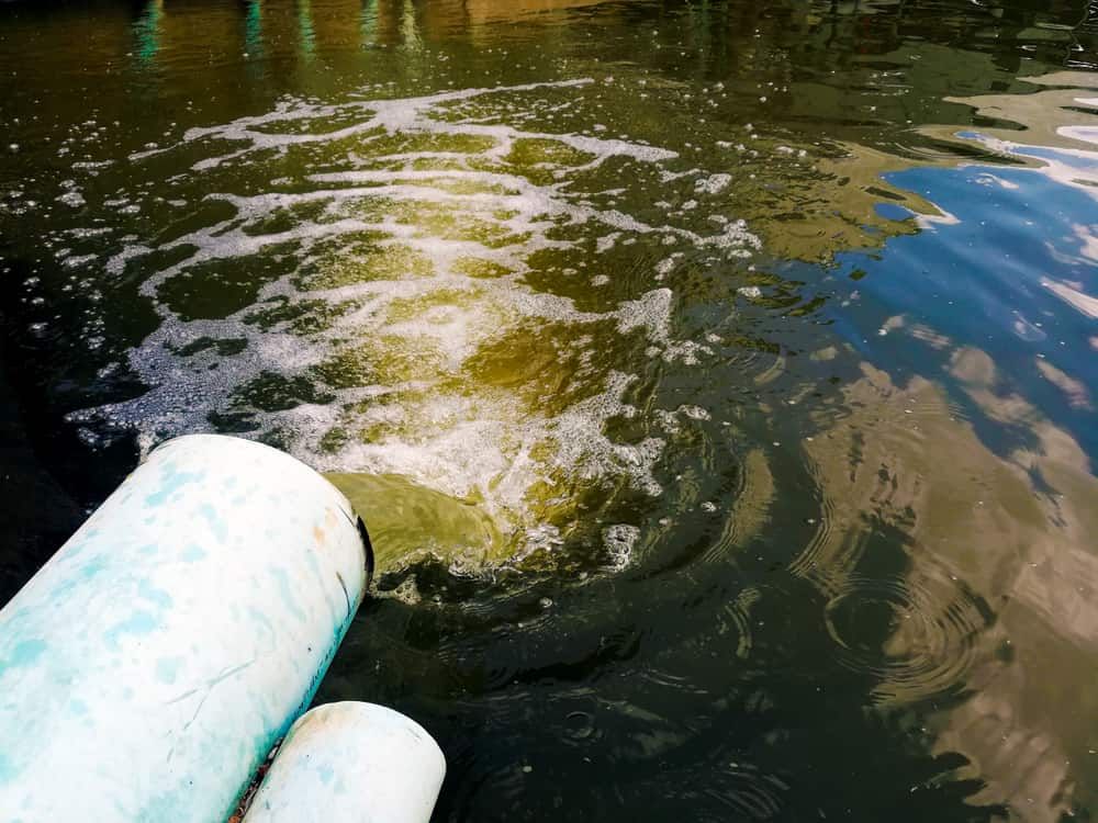 A White Pipe is in the Middle of a Body of Water — Tony Gordon Septic Tank Cleaning in Coffs Harbour, NSW