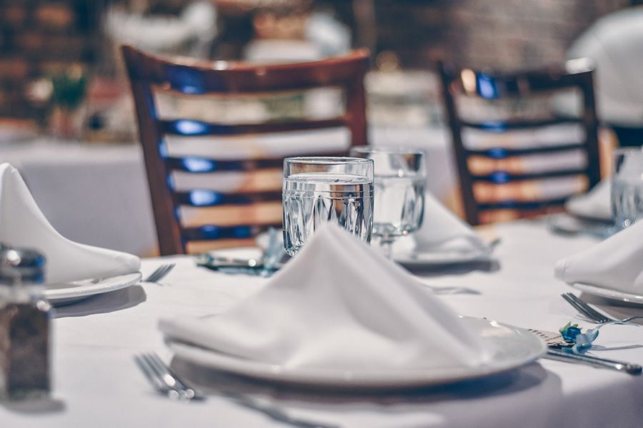 Table setting. Celebration of Life Services offered by Memorial Mortuaries