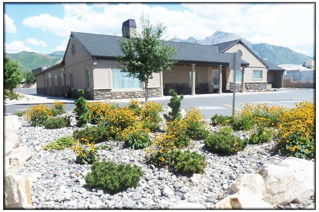 Interior and exterior photos of Holbrook Mortuary in Millcreek Utah.