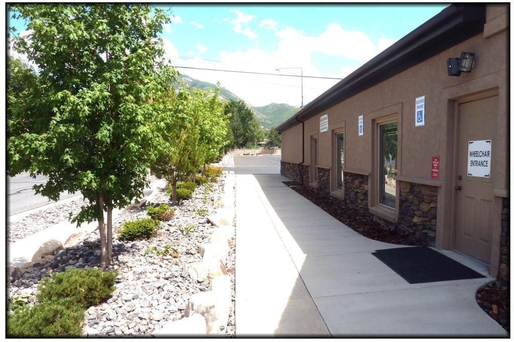 Interior and exterior photos of Holbrook Mortuary in Millcreek Utah.