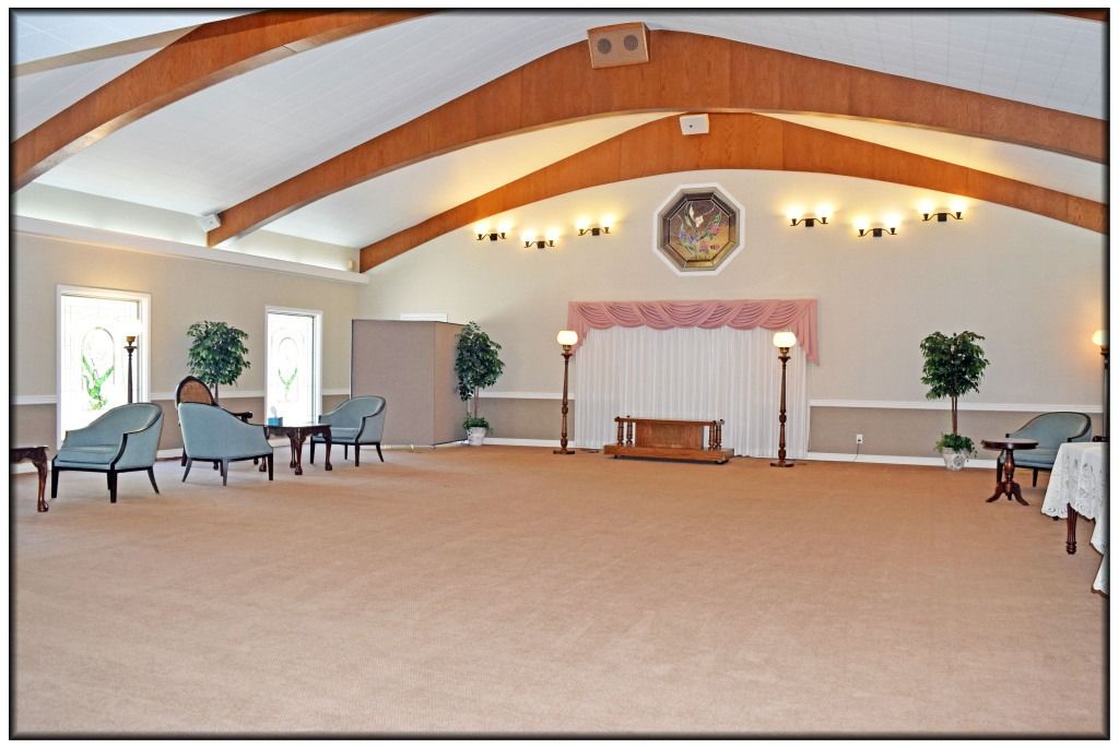 Interior and exterior photos of Holbrook Mortuary in Millcreek Utah.