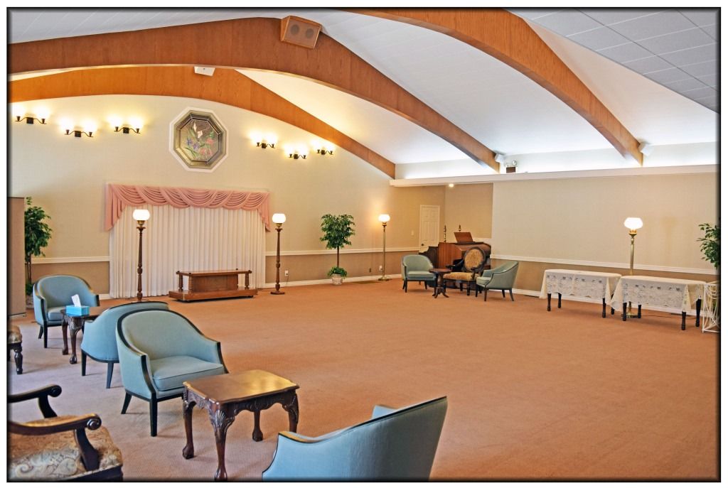 Interior and exterior photos of Holbrook Mortuary in Millcreek Utah.