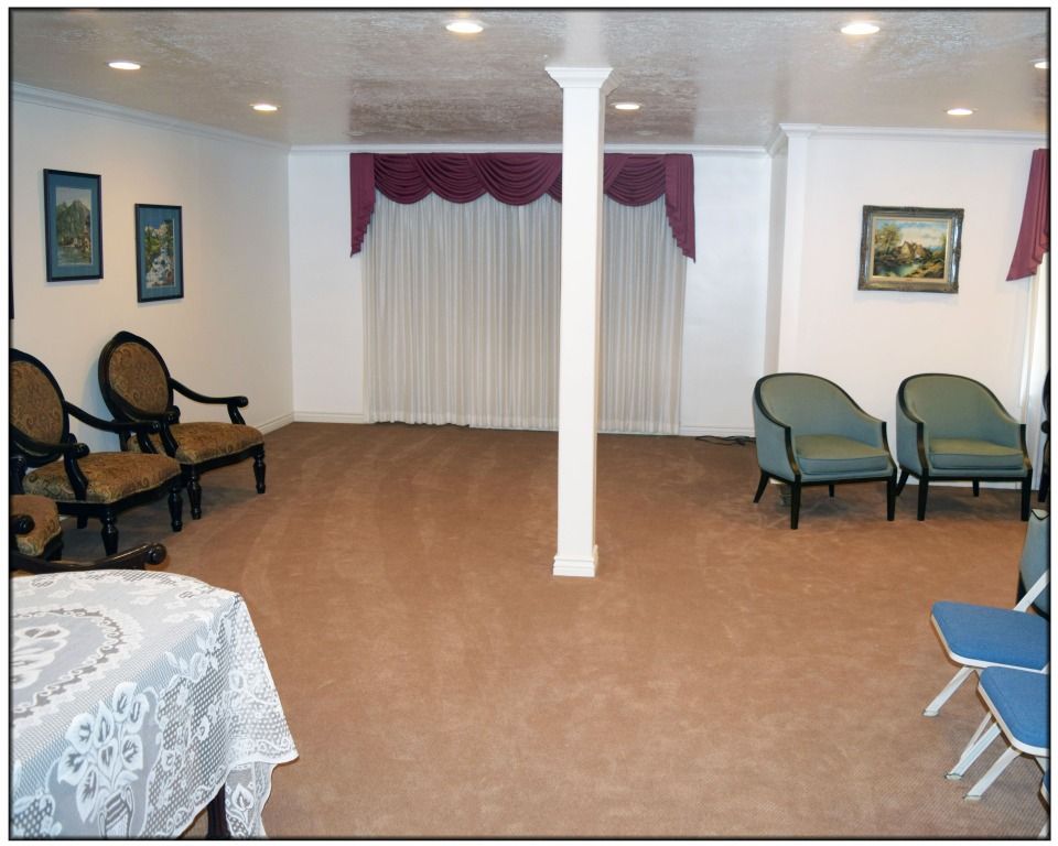 Interior and exterior photos of Holbrook Mortuary in Millcreek Utah.
