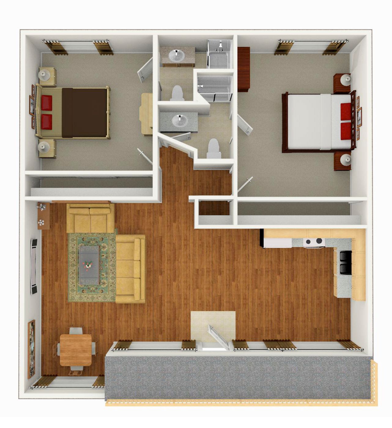 2 bed 2 bath floor plan