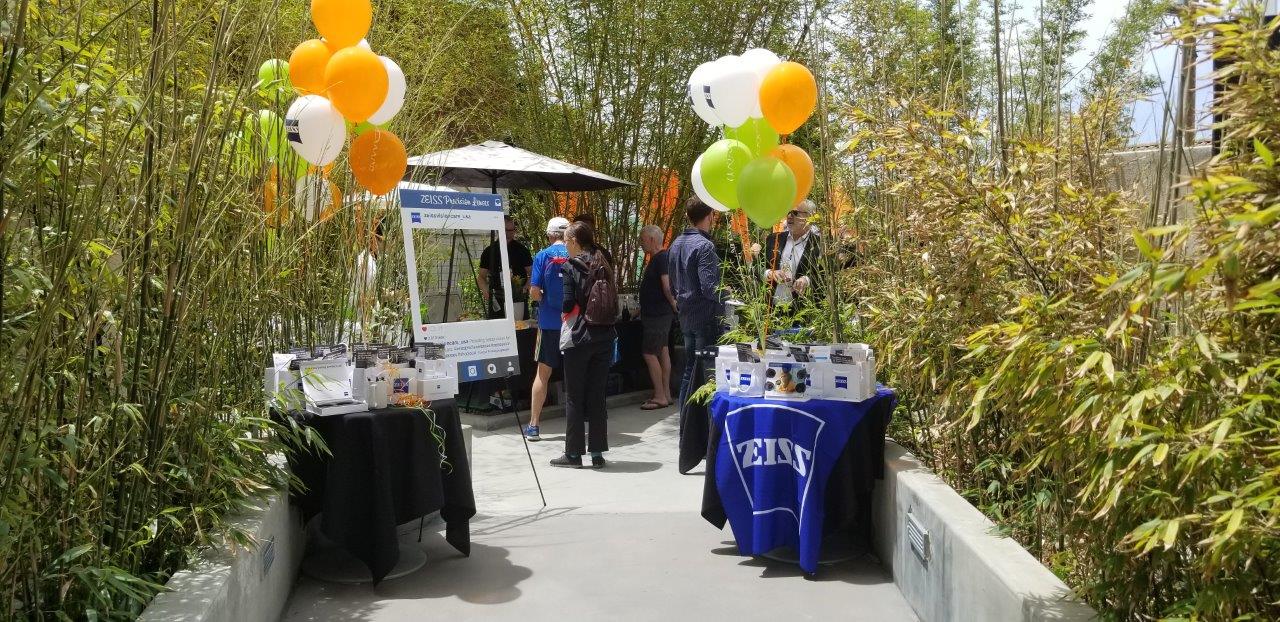 View of balloons, event decor, and people