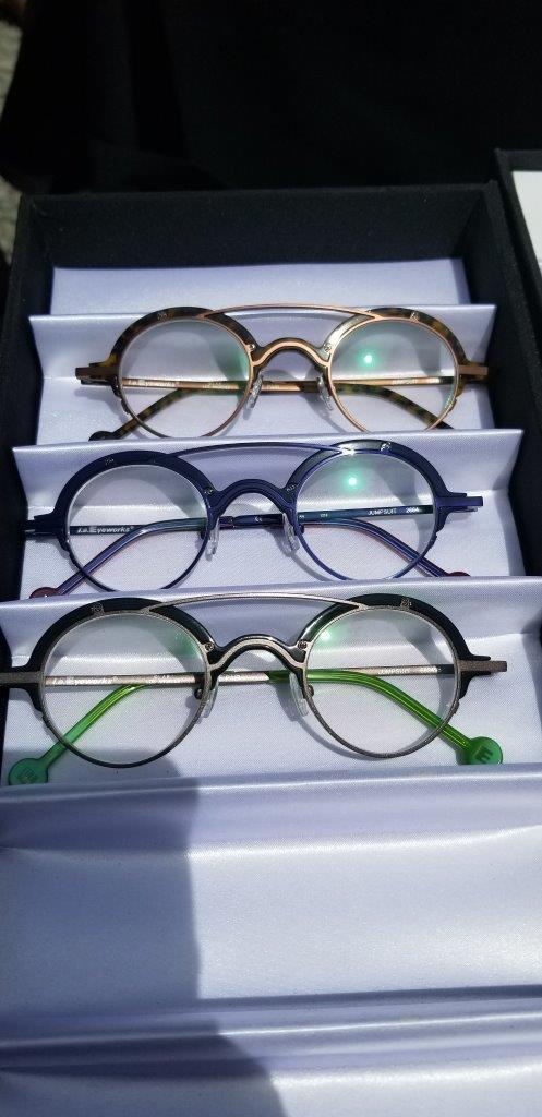 3 eyeglass frames in display box at Raise Your Glasses 2019 Event