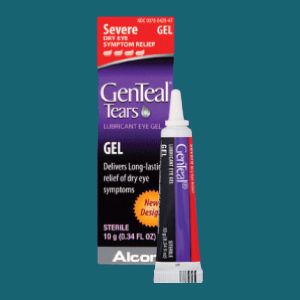 Product box with a tube of eye gel