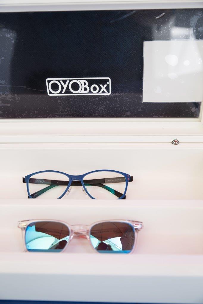 OyoBox display case with 2 eyewear frames at 2018 Raise Your Glasses