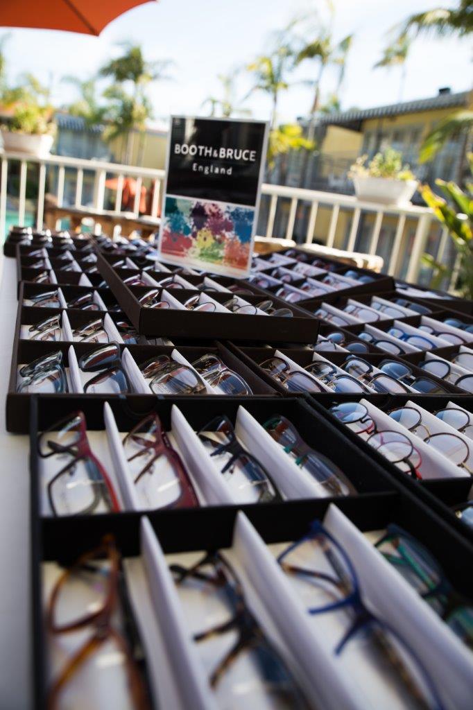 Display boxes of Booth and Bruce eyewear at 2018 Raise Your Glasses