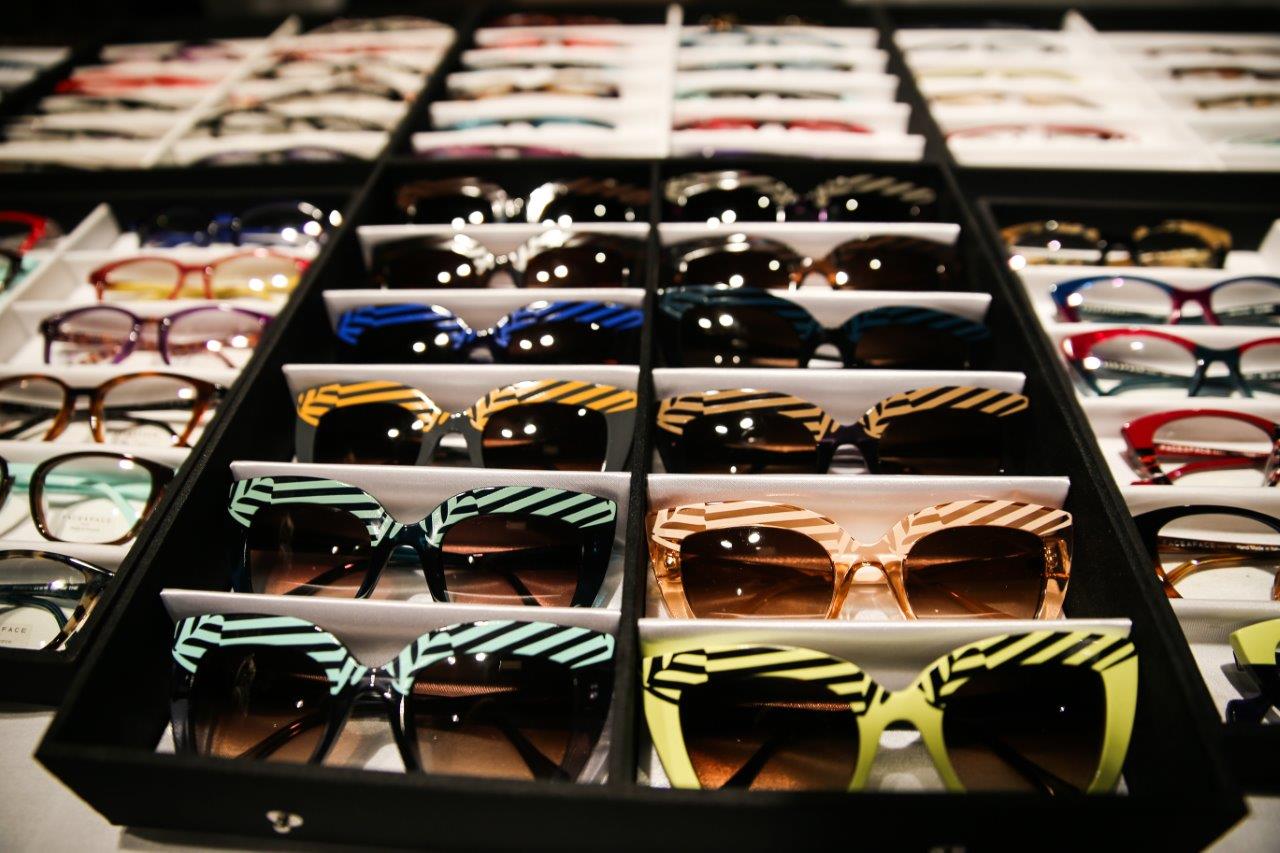 Display box filled with sunglasses  at Raise Your Glasses event