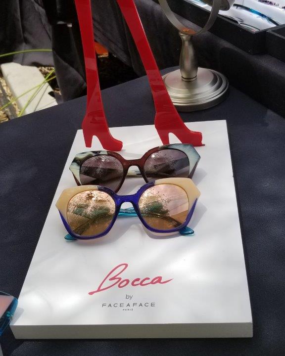 Display of 2 Face a Face brand sunglasses at 2019 Raise Your Glasses Event