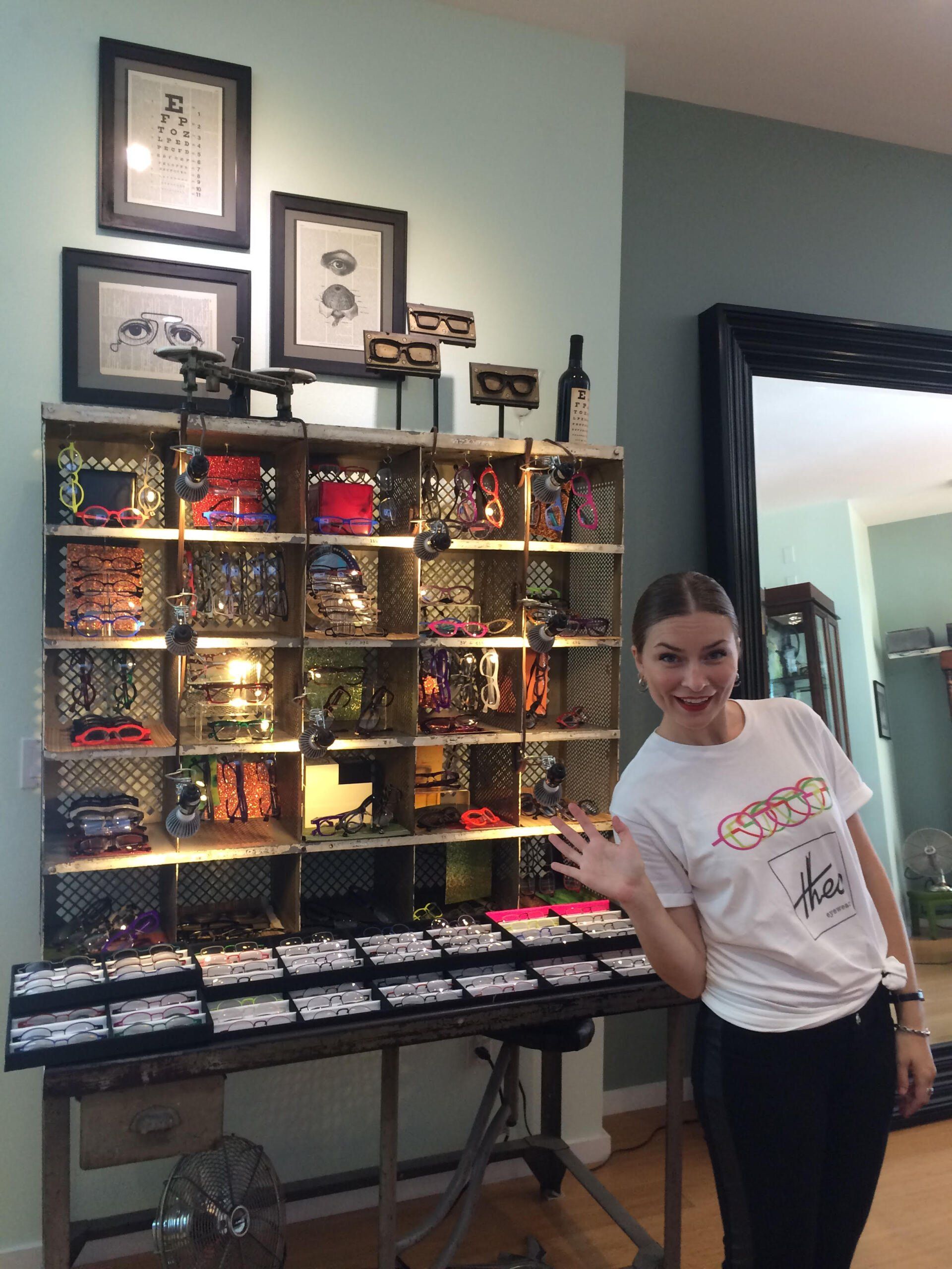 Person waving at camera during  2016 Theo Trunk Show Event