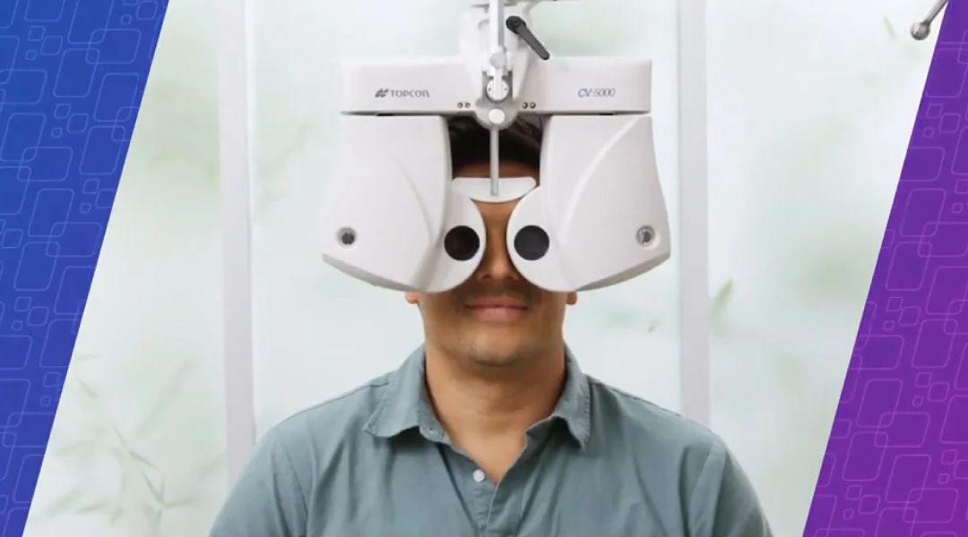 Person using Topcon CV 5000 digital device