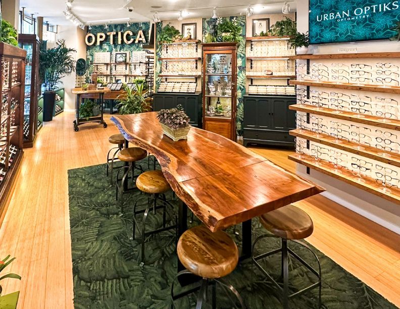 Interior view of Urban Optiks Optometry's boutique space