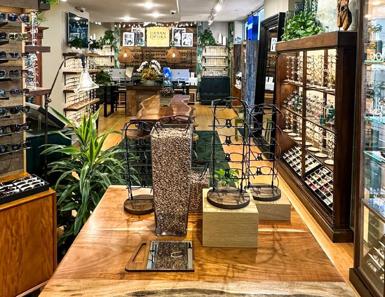 Interior view of Urban Optiks Optometry's boutique space