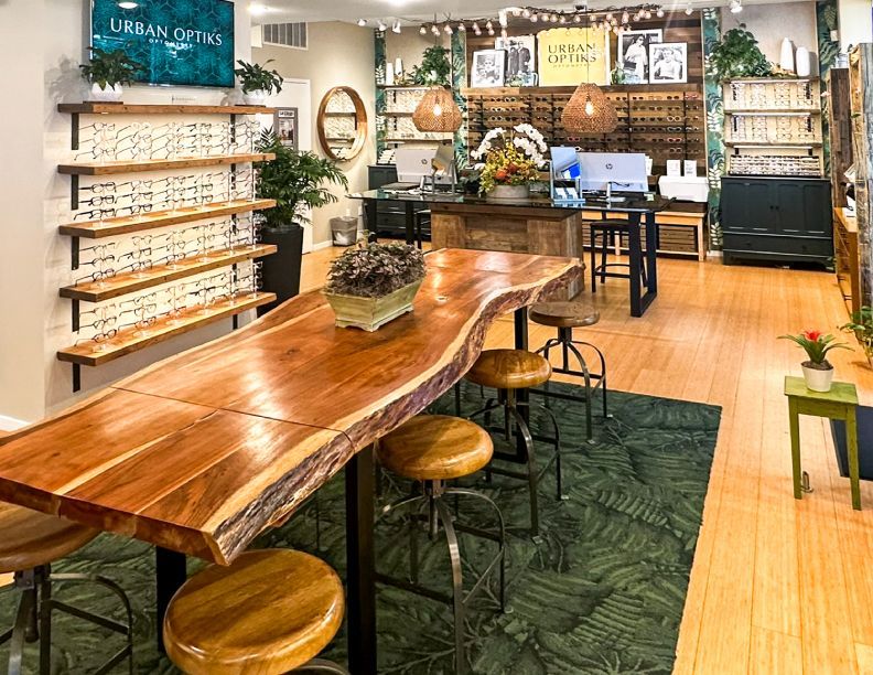 Interior view of Urban Optiks Optometry's boutique space