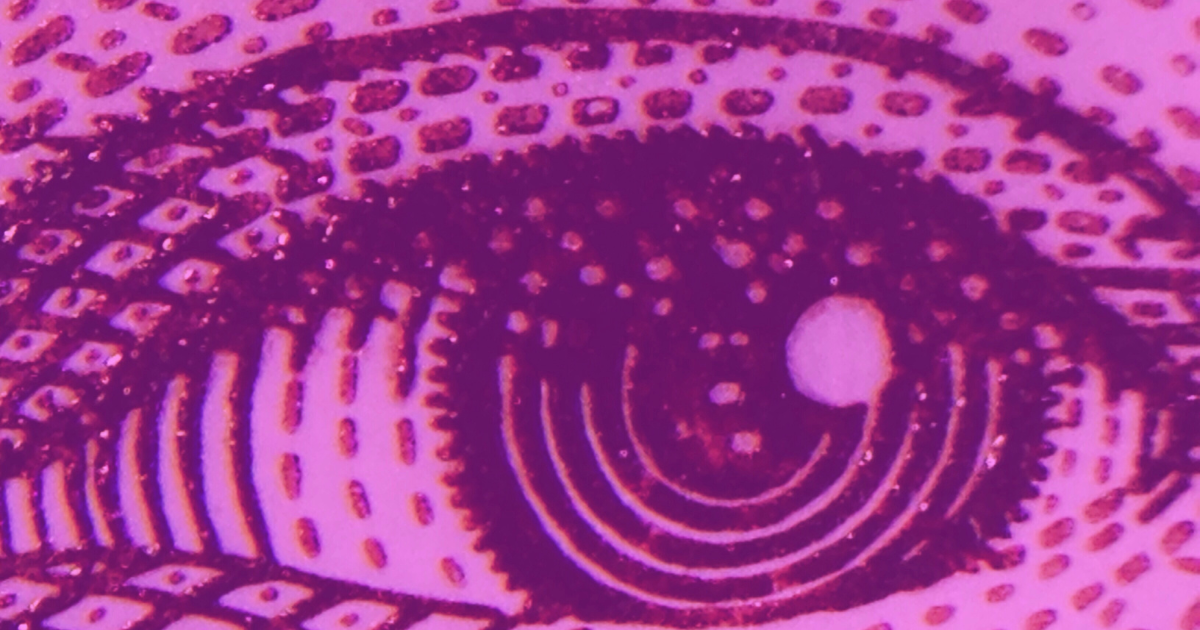 Drawing of a rose-colored eye