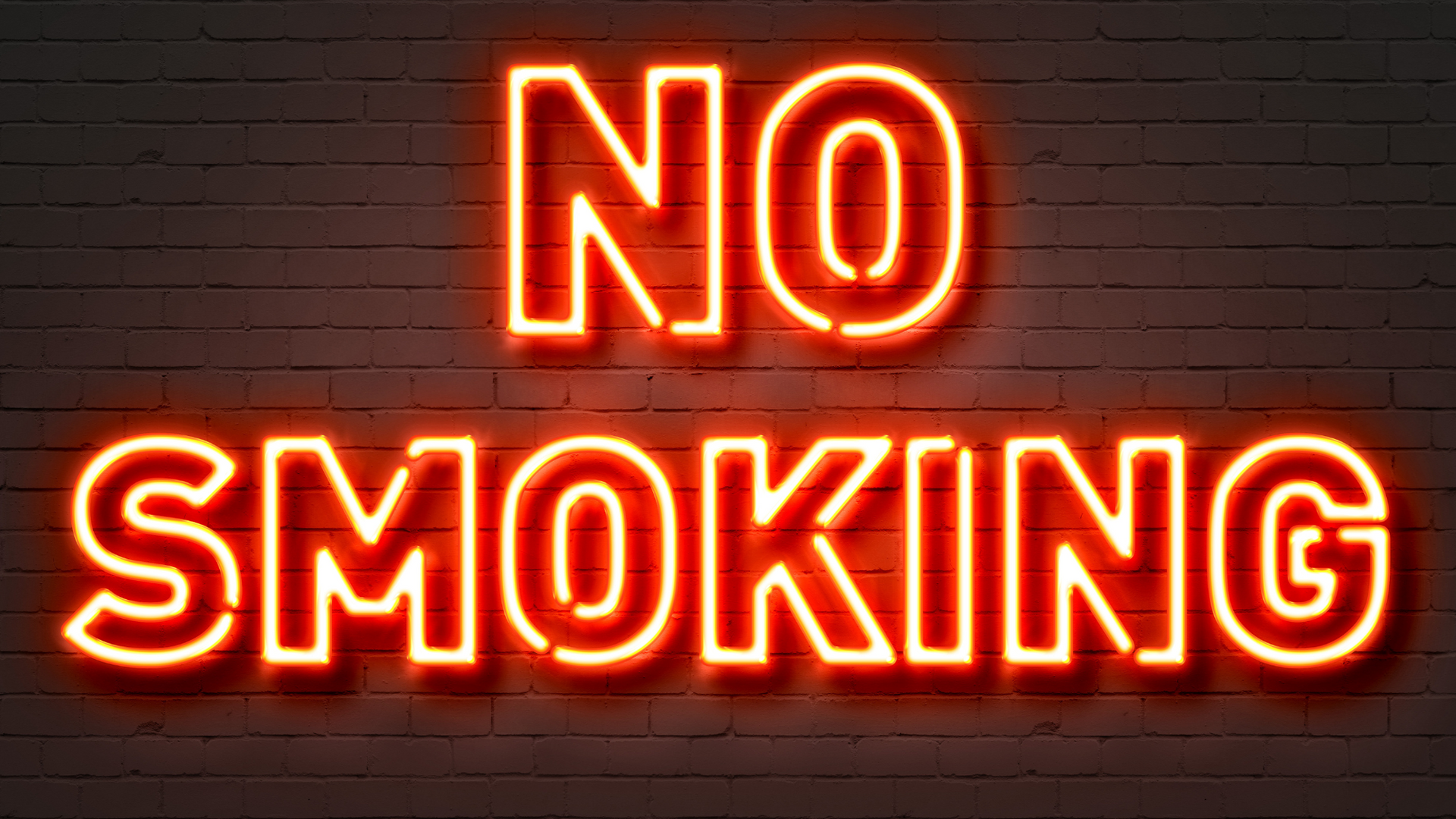 A neon No Smoking sign