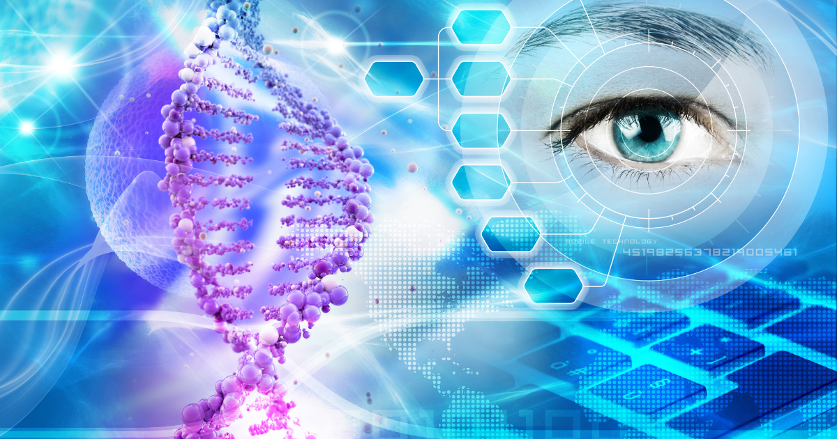 DNA strands and human eye