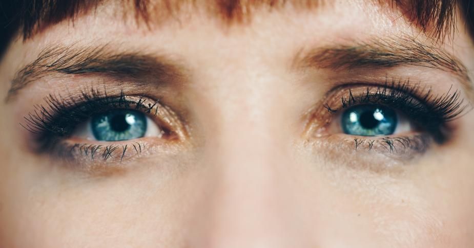 Close up of a person’s face highlighting nose and eyes