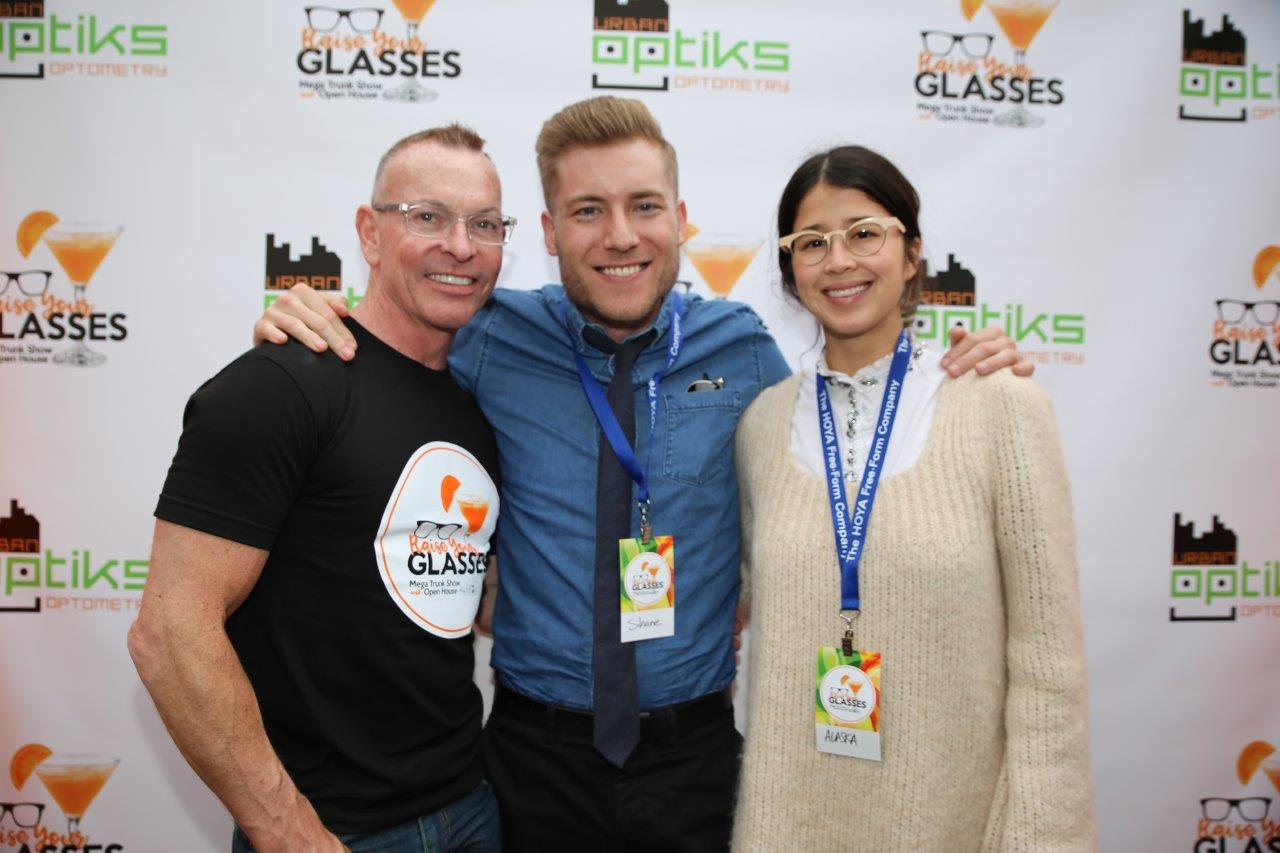 3 people smiling at Urban Optiks Optometry Raise Your Glasses 2017
