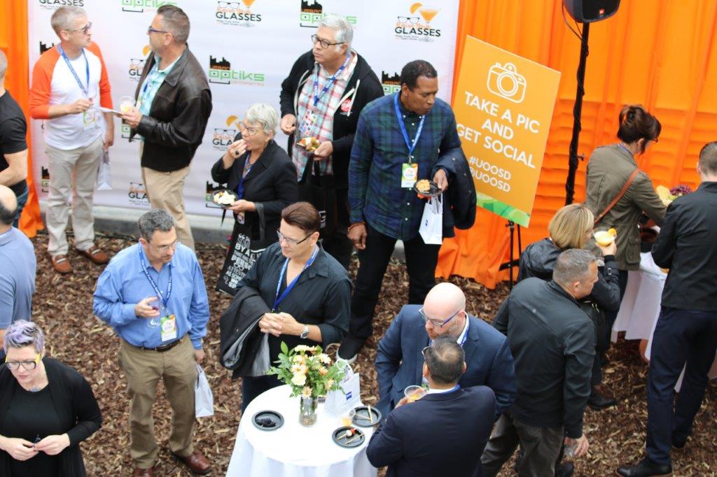 View from above of crowd outside at Raise Your Glasses 2017 Event