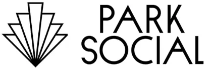Logo for Park Social: Art Deco-style fan shape and text 