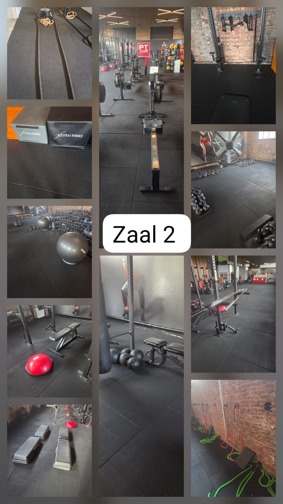 Collage van een sportschool genaamd