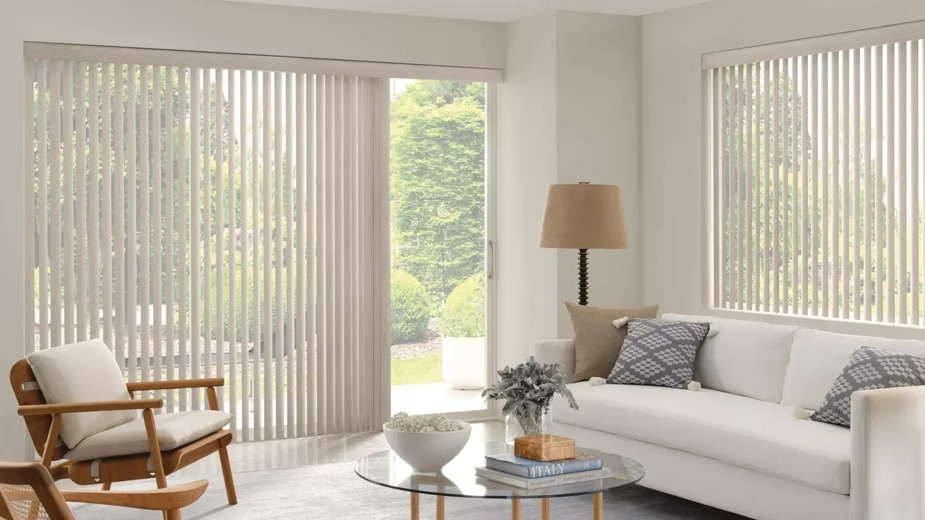 Hunter Douglas Somner® Vertical Blinds in living room