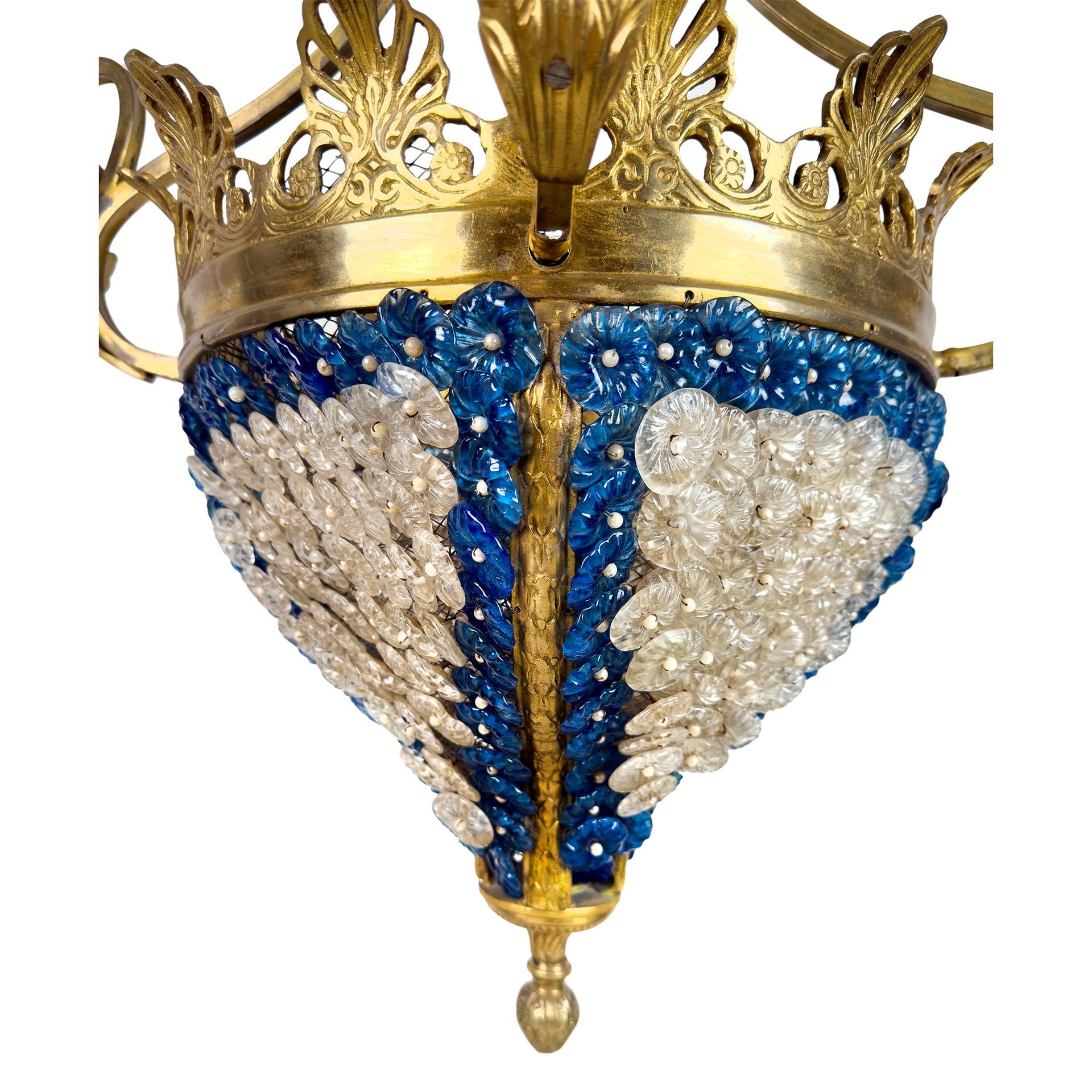 Lampadario in bronzo dorato, periodo Liberty