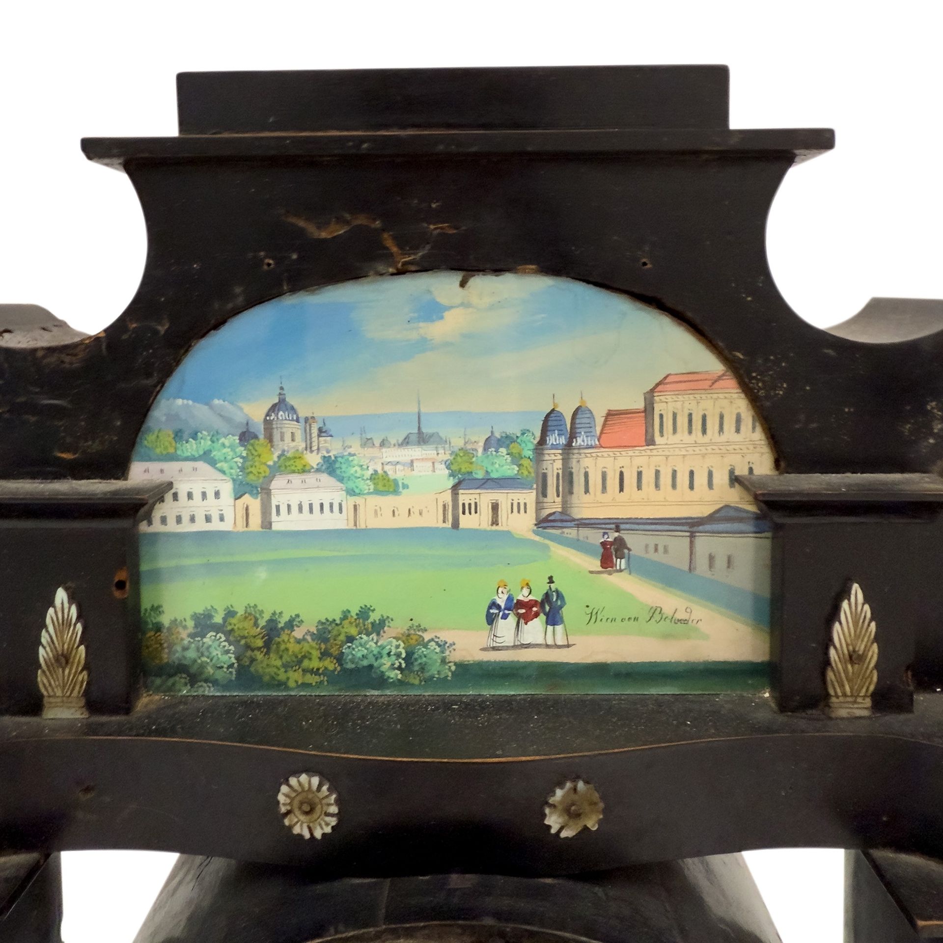 Pendola a tempietto, Vienna, XIX secolo. Particolare.