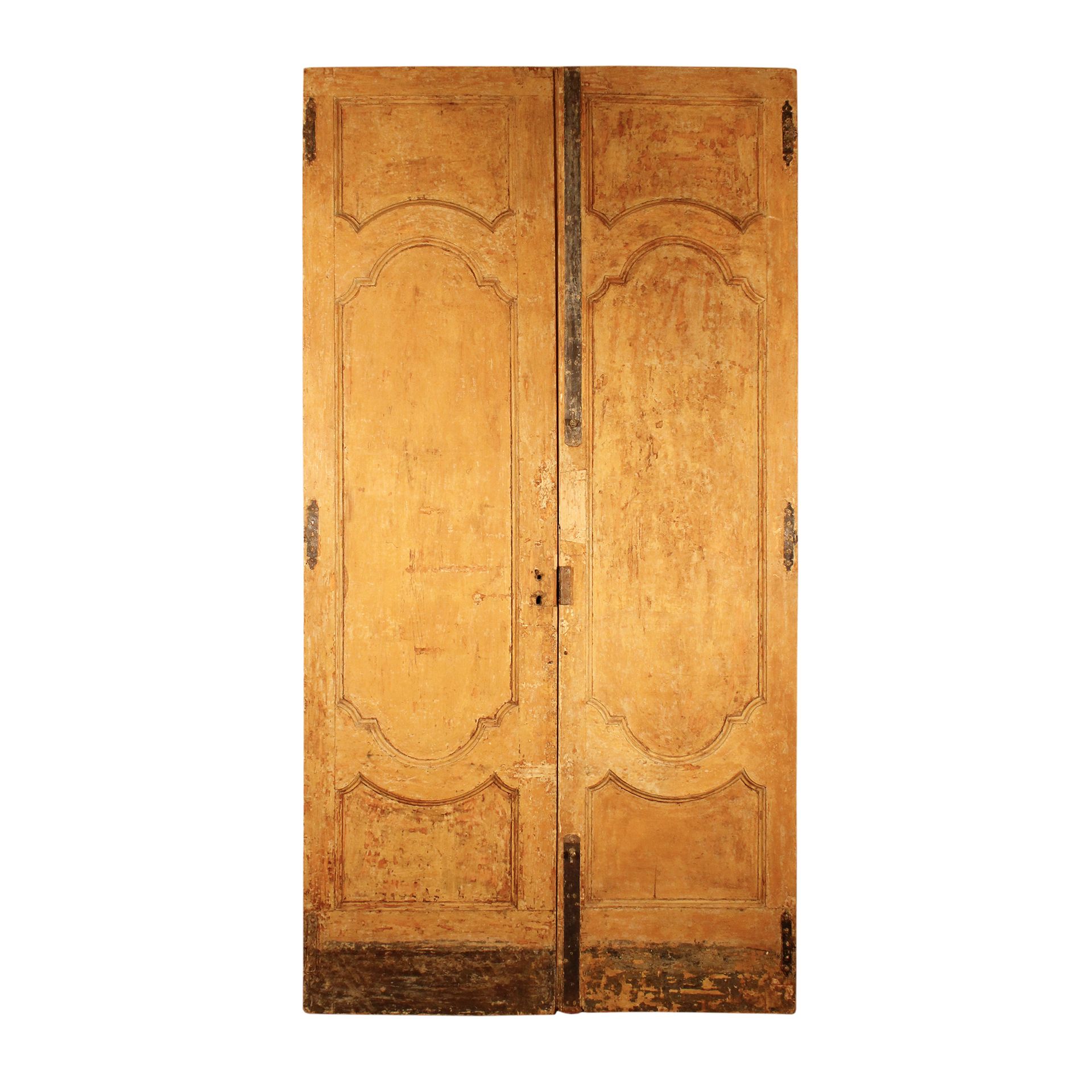 Porta a due ante in legno laccato ocra, Napoli periodo Luigi XV