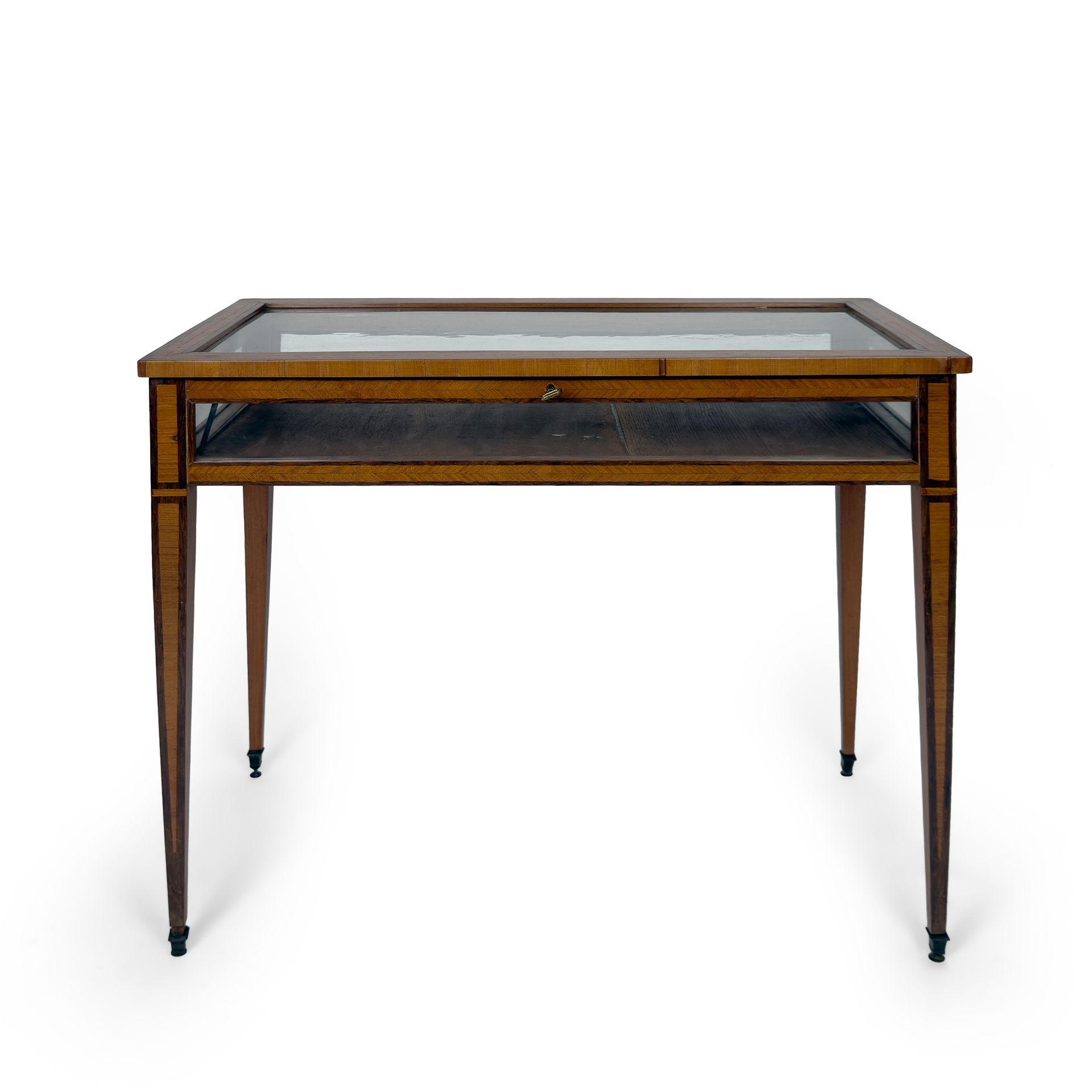 Tavolino - bacheca lastronato in bois de rose, fine XVIII inizi - XIX secolo