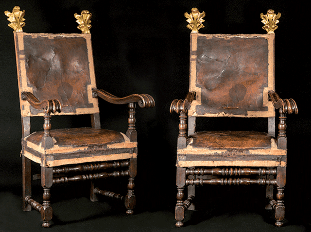 Arte romana sec. XVII: coppia di seggioloni