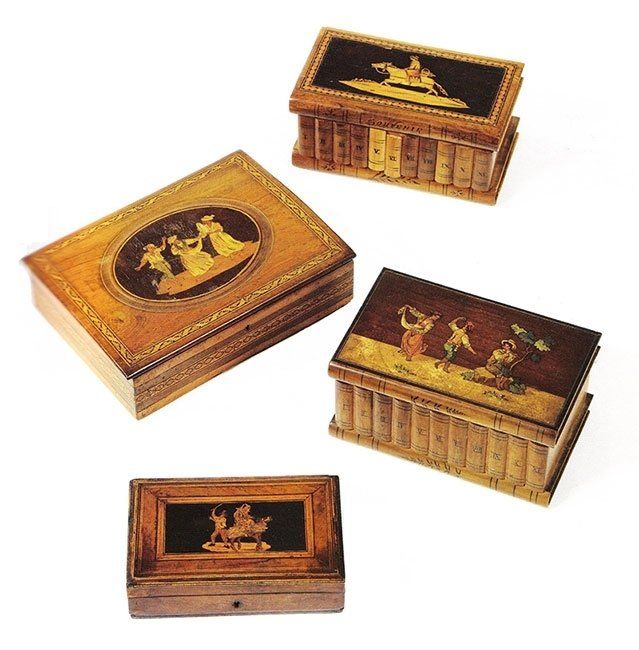 Scatoline intarsiate in legno, Secolo XIX