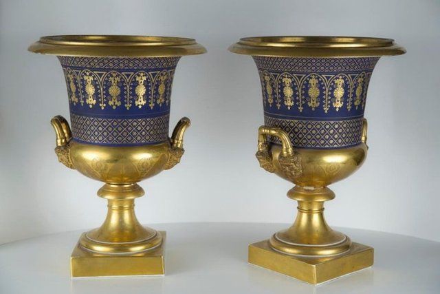 Rara coppia di porcellana medici francesi del 1804, firmati sotto la base Schoelcher, fabbricazione di Faubourg Saint-Denis